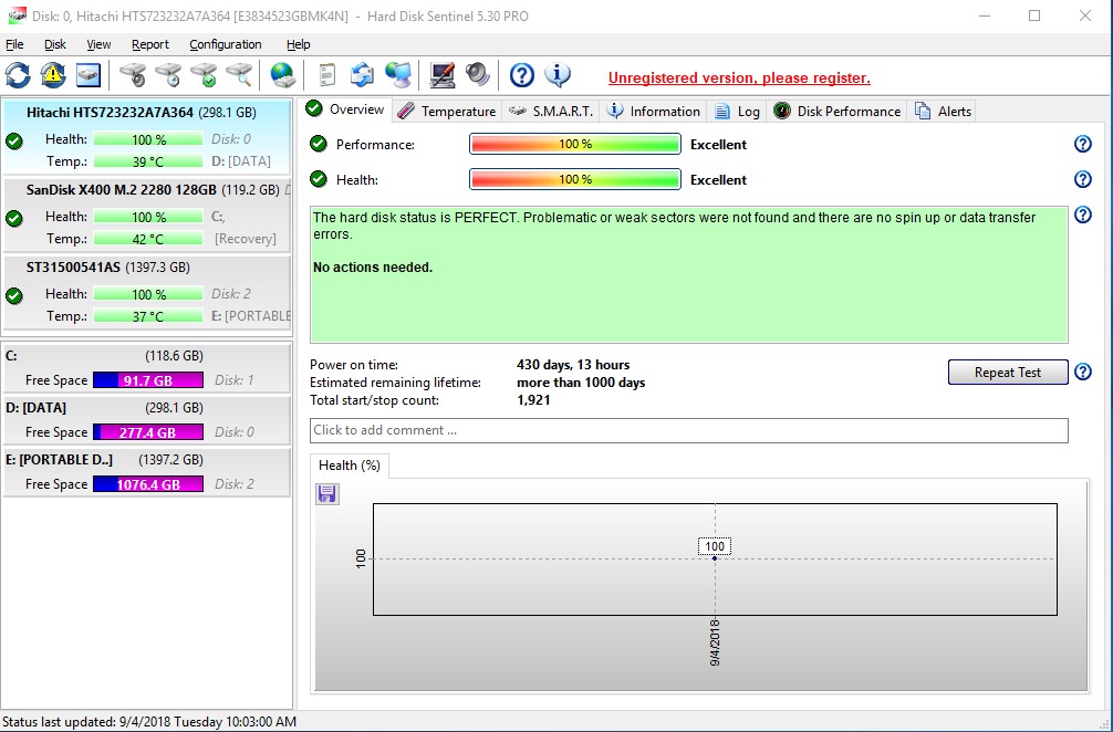 Sedaj se nam je odprl program Hard Disk Sentinel.
